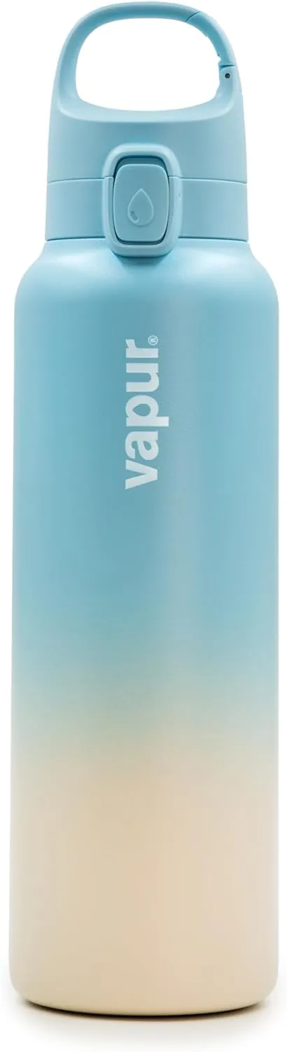 Vapur Chill Double Wall Insulated Reusable Water Bottle with Lockable Lid, Keeps Drinks Cold or Hot, Hydration On The Go, Ideal for Traveling, Hiking or Camping, BPA Free, 20 Ounce, Seaside