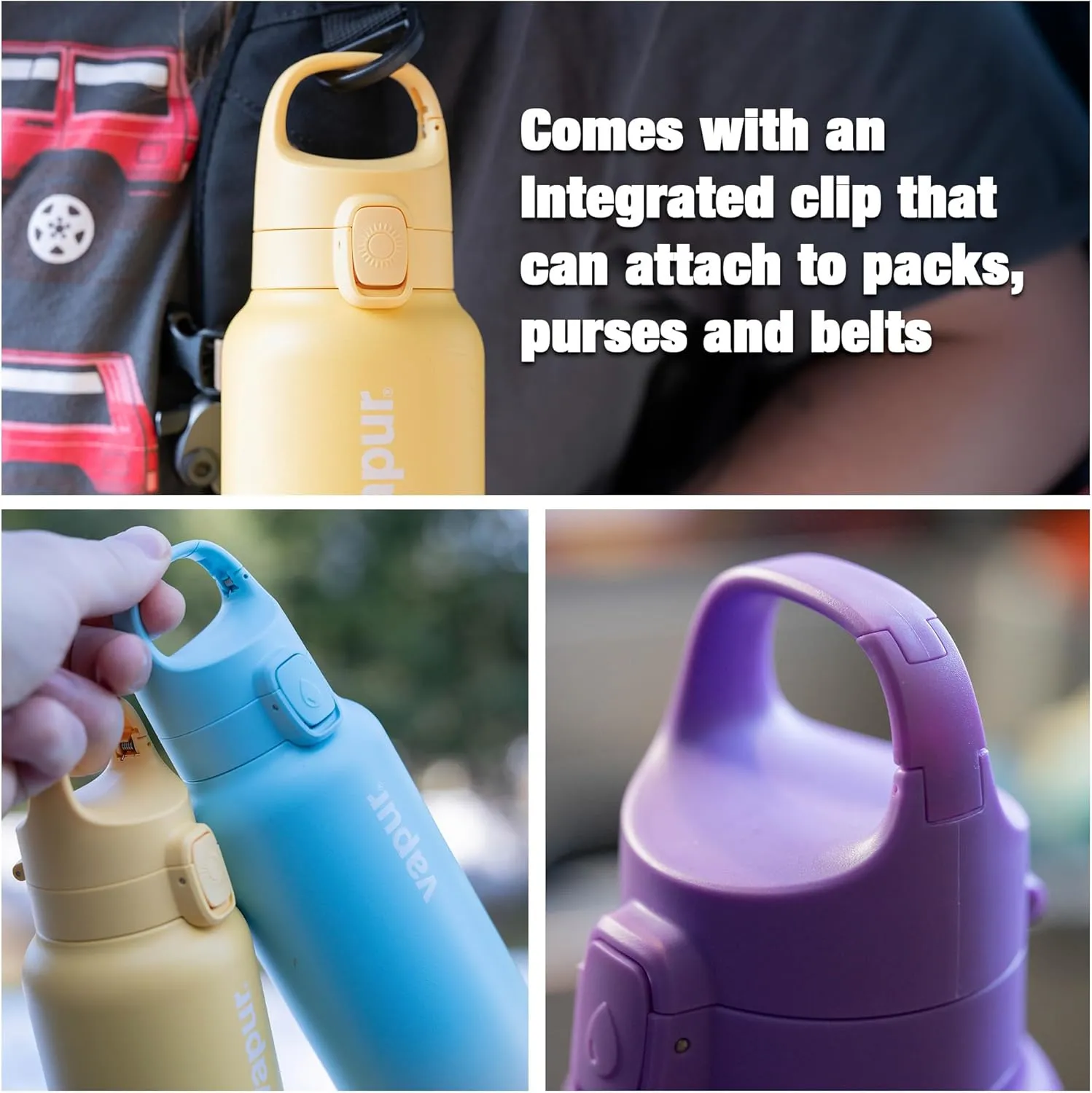 Vapur Chill Double Wall Insulated Reusable Water Bottle with Lockable Lid, Keeps Drinks Cold or Hot, Hydration On The Go, Ideal for Traveling, Hiking or Camping, BPA Free, 20 Ounce, Seaside