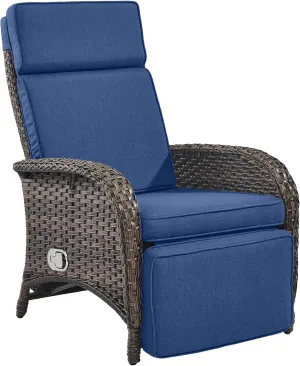 Versatile Outdoor Recliner Chair - Reclining Patio Chair with Adjustable Backrest and Footrest, All-Weather Wicker Chaise Lounge Chair Outdoor for Pool Deck Brown
