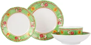 Vietri Campagna Gallina Dinnerware Set Unbreakable Lightweight Melamine Pasta Bowl and Dinner Plate 5 to 10 Inch Green