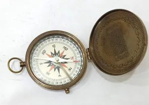 Vintage Brass Engraved Compass Nautical Push Open Pocket Compass for Traveling Camping Hiking Tool