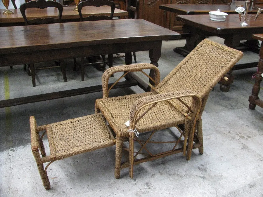 Vintage Seagrass Reclining Chair