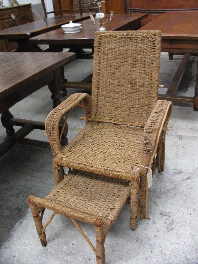 Vintage Seagrass Reclining Chair