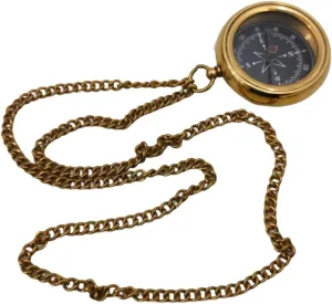 Vintage Style Brass Pocket Compass Handmade Shiny Small Engraved Compass with Chain Custom Compass Nautical Navy Compass Outdoor Activities Navigational Instrument