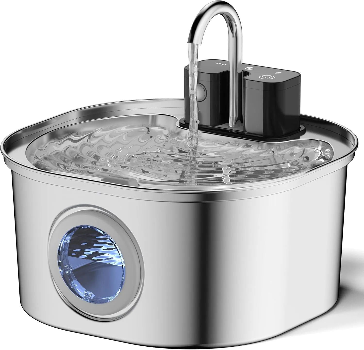 Voluas Stainless Steel Cat Water Fountain-Wireless Pet Water Fountain Battery Operated,108oz/3.2L, Automatic Water Dispenser for Dogs with Quiet Pump,Easy Clean BPA-Free for Cats, Dogs, Multiple Pets