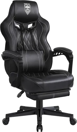 Vonesse Gaming Chair for Adults Gaming Chairs with Footrest Reclining Computer Gaming Chair for Heavy People Ergonomic Gamer Chair Big and Tall (Black)