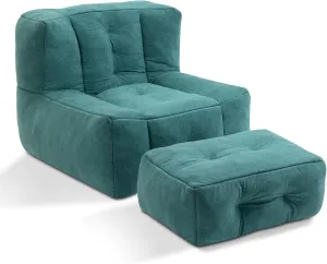 VZE Bean Bag Chair with Filler Included - Memory Foam Green Lounger for Adults Teens - Small Soft Beanbag Covers - Bean Bag Chairs for Classroom & Casual Occasions