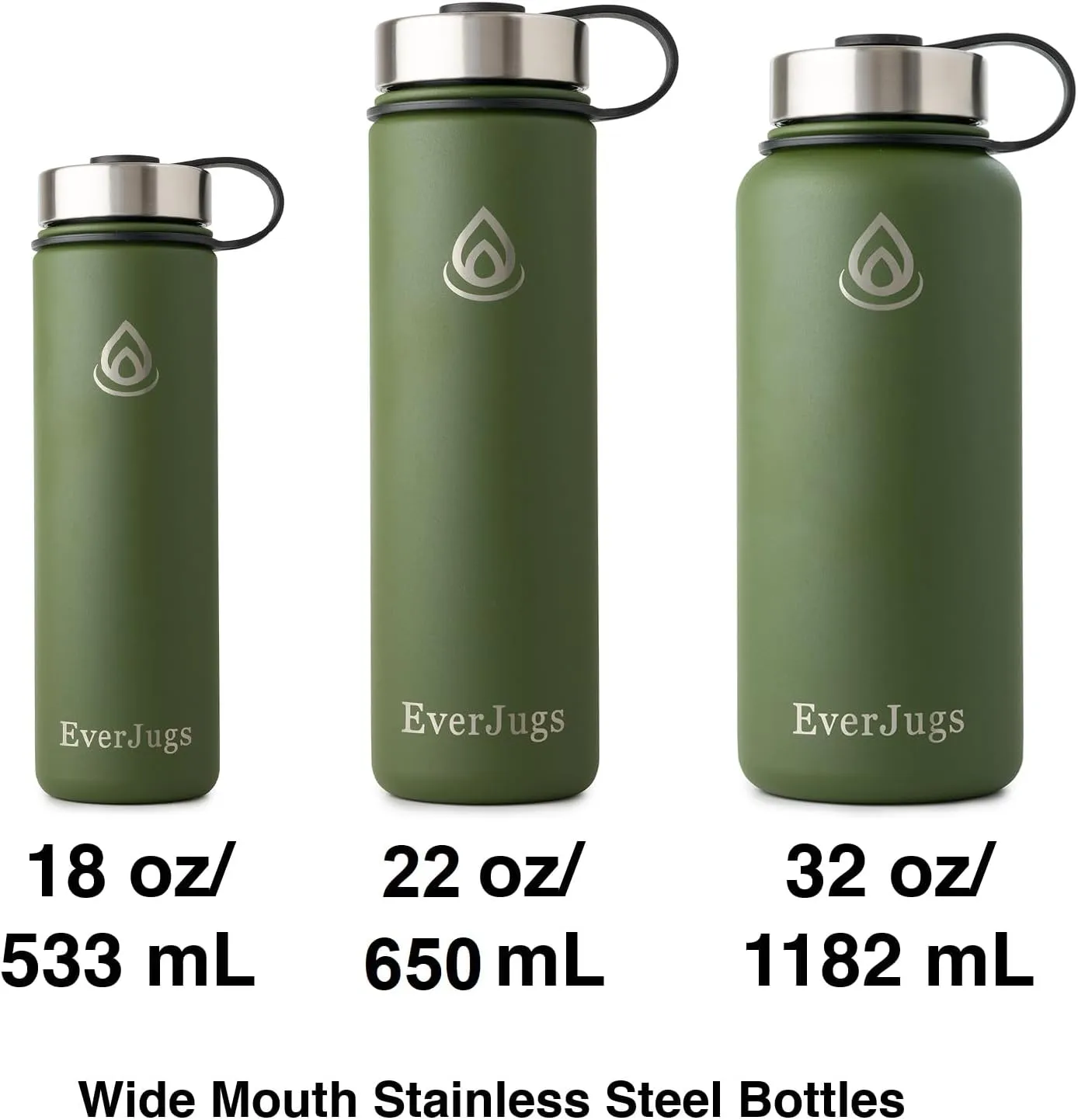 Water Bottle - 32 Oz, Wide Mouth, Premium Stainless Steel Lid/Bottle, Double Walled Vacuum Insulated, Thermo Mug, Metal Flask, Leak Proof, Eco-Friendly