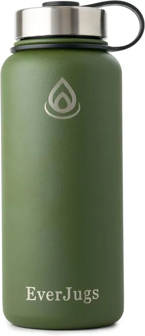 Water Bottle - 32 Oz, Wide Mouth, Premium Stainless Steel Lid/Bottle, Double Walled Vacuum Insulated, Thermo Mug, Metal Flask, Leak Proof, Eco-Friendly