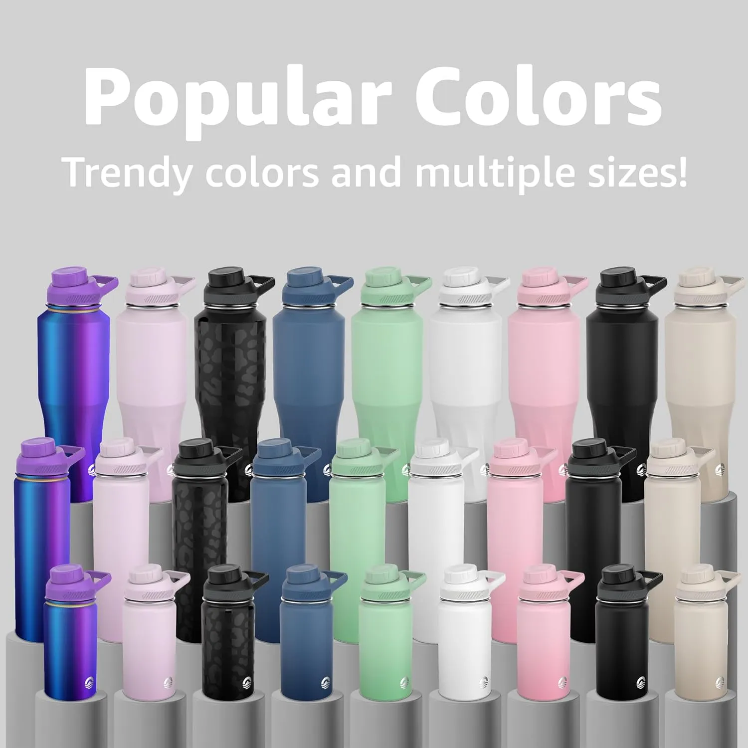Water Bottle | Compatible With Popular Flavor Cartridges | BPA Free, Leak Proof, Double-Walled Vacuum Insulated Stainless Steel, and Dishwasher Safe | Cold for 24 Hours (Aura, 12oz)