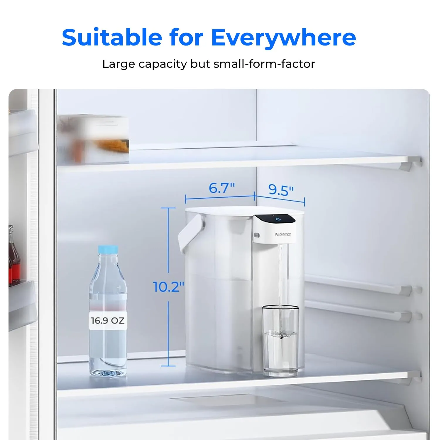Waterdrop Electric Water Filter Pitcher, Reduce 99.6% of Lead and 45  Impurities, 200-Gallon Rechargeable Water Dispenser, Instant 15-Cup Countertop System, NSF/ANSI 401&53&42&372, NOT Reduce TDS