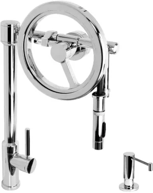 Waterstone 5125-2-BLN Endeavor Wheel Pulldown Faucet Toggle Sprayer 2pc Suite Black Nickel