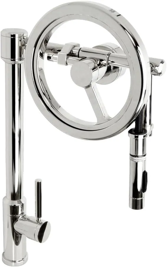 Waterstone 5125-AB Endeavor Wheel Pulldown Faucet Toggle Sprayer Antique Brass