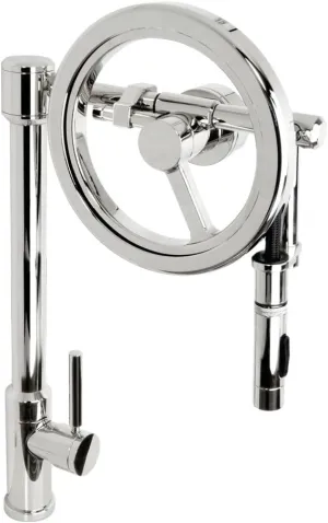 Waterstone 5125-AB Endeavor Wheel Pulldown Faucet Toggle Sprayer Antique Brass