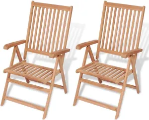 [We Ship â€‹Quickly] 2 pcs Reclining Garden Chair, Folding Garden Chairs, Folding Wooden Outdoor Chair, 7 Reclining Positions, for Camping Pool Beach Deck, Solid Teak Wood
