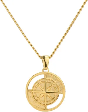 WearMe Pro Indented Compass Pendant with 3mm Cuban Link Chain