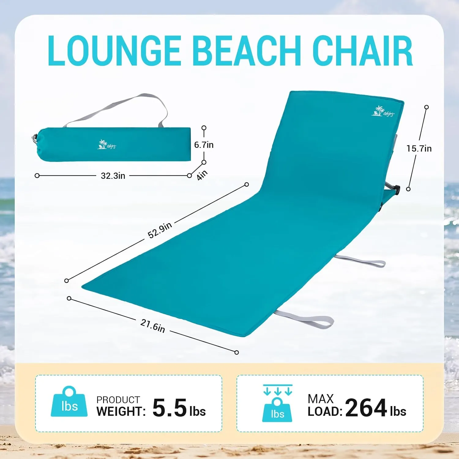 #WEJOY Beach Mat Lounge Chair for Adults Portable Lightweight Lounge Mat with Back Support Adjustable Lounge Chairs (Beach Mat 1 Person)