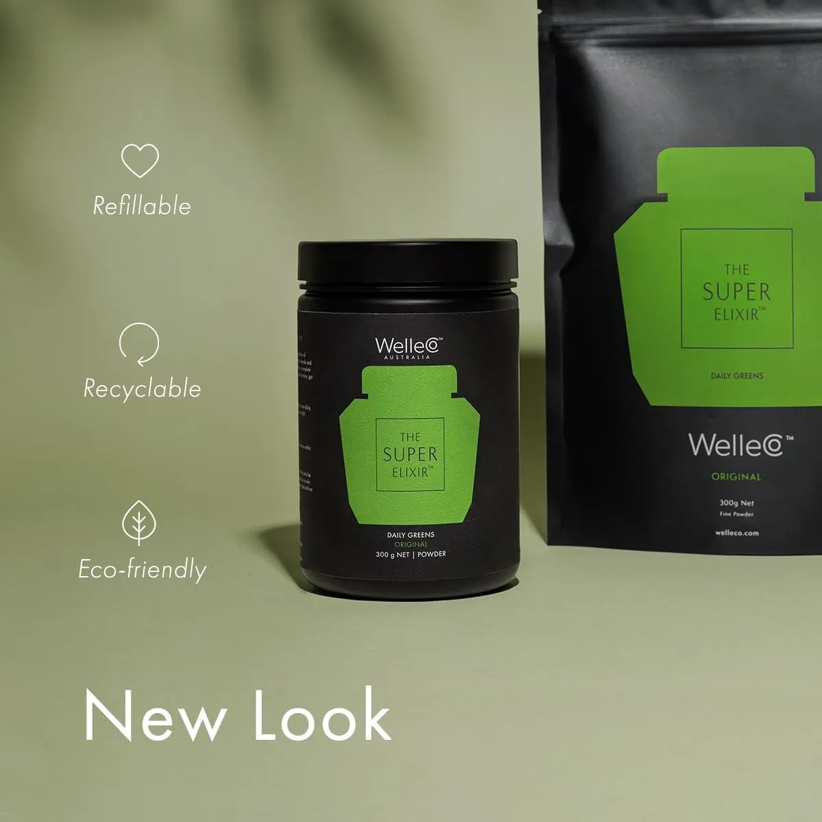 WelleCo The Super Elixir Daily Greens Powder, Probiotic Drink Mix with Whole Foods, Gluten Free, Vegan Gut Health Powder, Energy, Immunity, Healthy Skin, Hair & Nails (300g, Pineapple & Lime Jar)