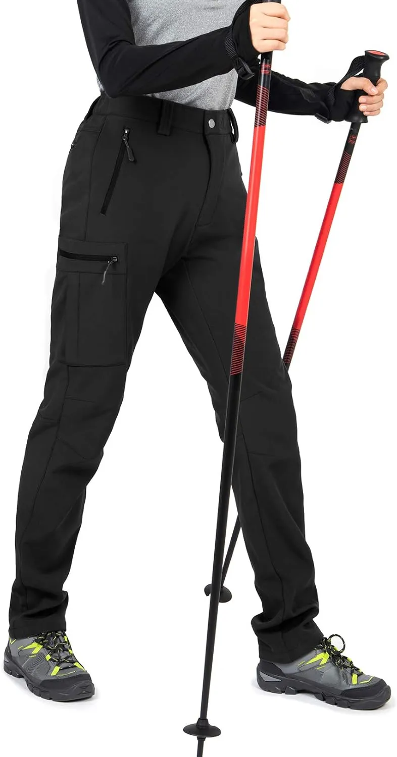 Wespornow Women's-Fleece-Lined-Hiking-Pants Snow-Ski-Pants Water-Resistance-Outdoor-Softshell-Insulated-Pants for Winter