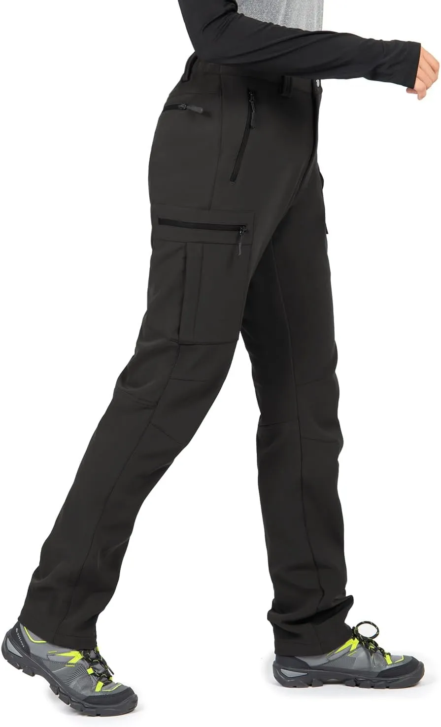 Wespornow Women's-Fleece-Lined-Hiking-Pants Snow-Ski-Pants Water-Resistance-Outdoor-Softshell-Insulated-Pants for Winter
