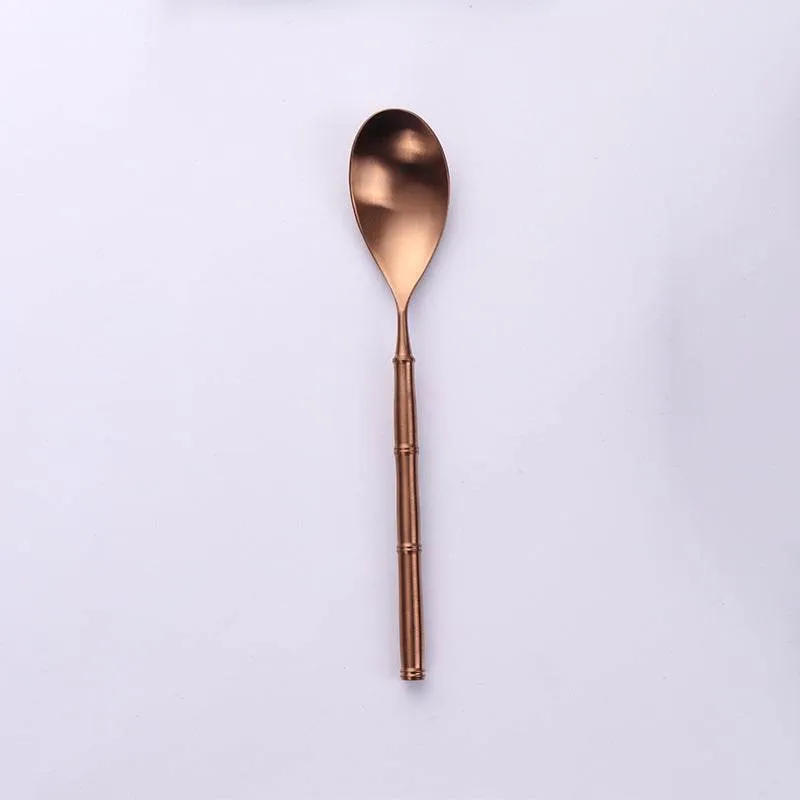 Western Tableware With Bamboo Blue Handle and Gold Head