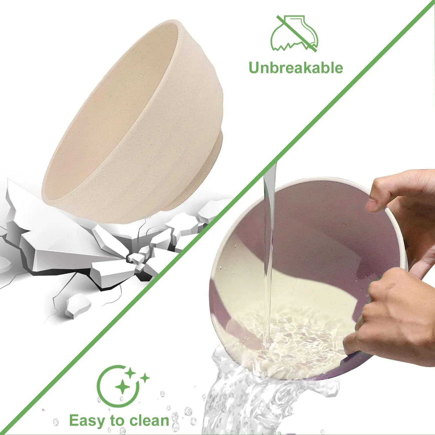 Wheat Straw Bowl Sets,4 PCS Unbreakable Cereal Bowl 60 OZ，Microwave and Dishwasher Safe Bowls,Super Big Bowl Sets BPA Free Bowls for Serving Soup,Oatmeal and Salad Etc…