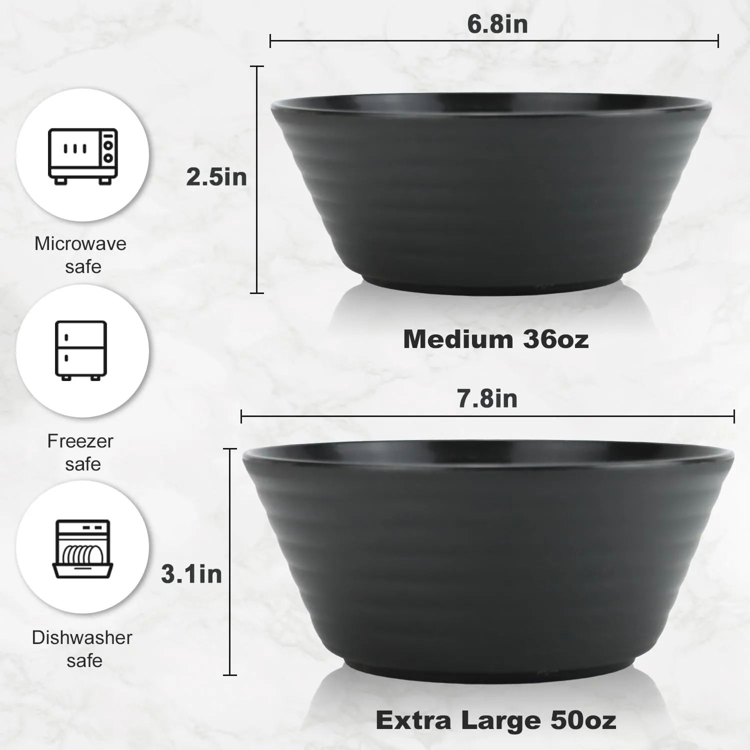 Wheat Straw Bowl Sets,6PCS Unbreakable Cereal Bowl 36 OZ,Microwave and Dishwasher Safe Bowls,Salad Bowls for Dorm,Apartment,Camping,Picnic (Deep Grey)