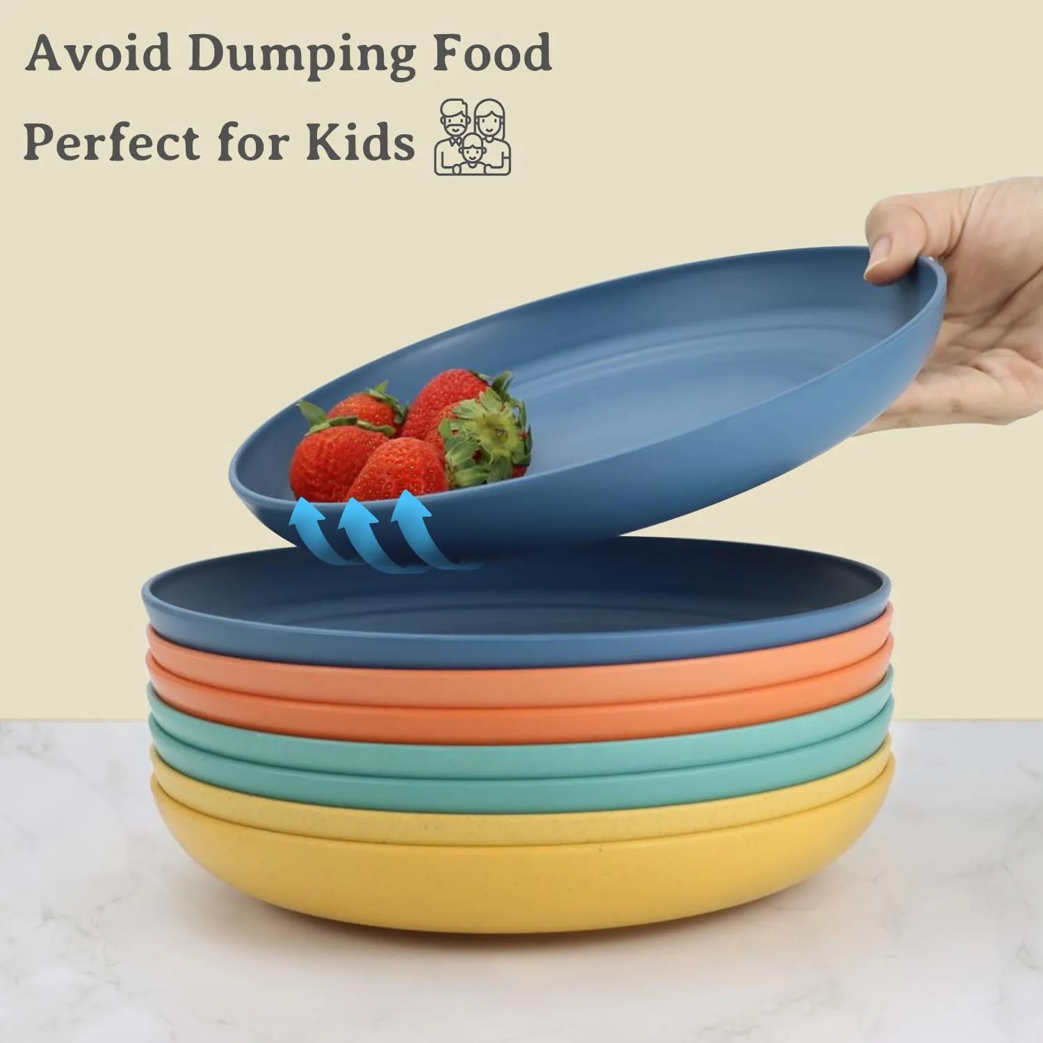 Wheat straw plates and bowls sets with cutlery - Unbreakable wheat straw dinnerware sets of 28 - Microwave safe plates,bowls,cups for camping,kitchen,new apartment.Colorful