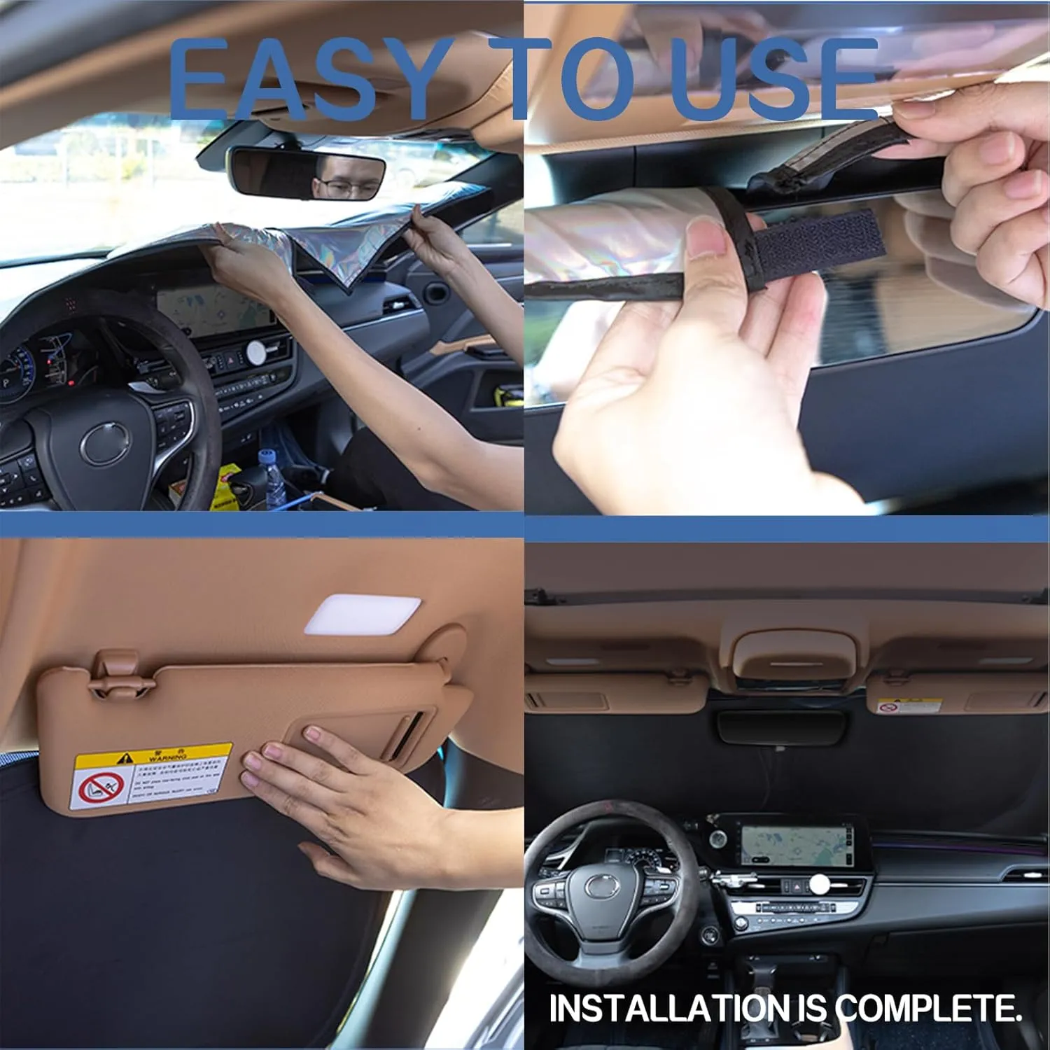 Windshield Sun Shade Cover for Jeep Compass 2017-2024 - Sunshade Compatible with Jeep Compass Foldable Front Window Sunshade Sun Visor Protector Block UV Rays Keep Your Car Cooler Car Accessories