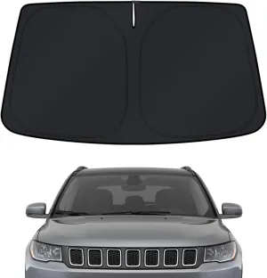 Windshield Sun Shade Cover for Jeep Compass 2017-2024 - Sunshade Compatible with Jeep Compass Foldable Front Window Sunshade Sun Visor Protector Block UV Rays Keep Your Car Cooler Car Accessories