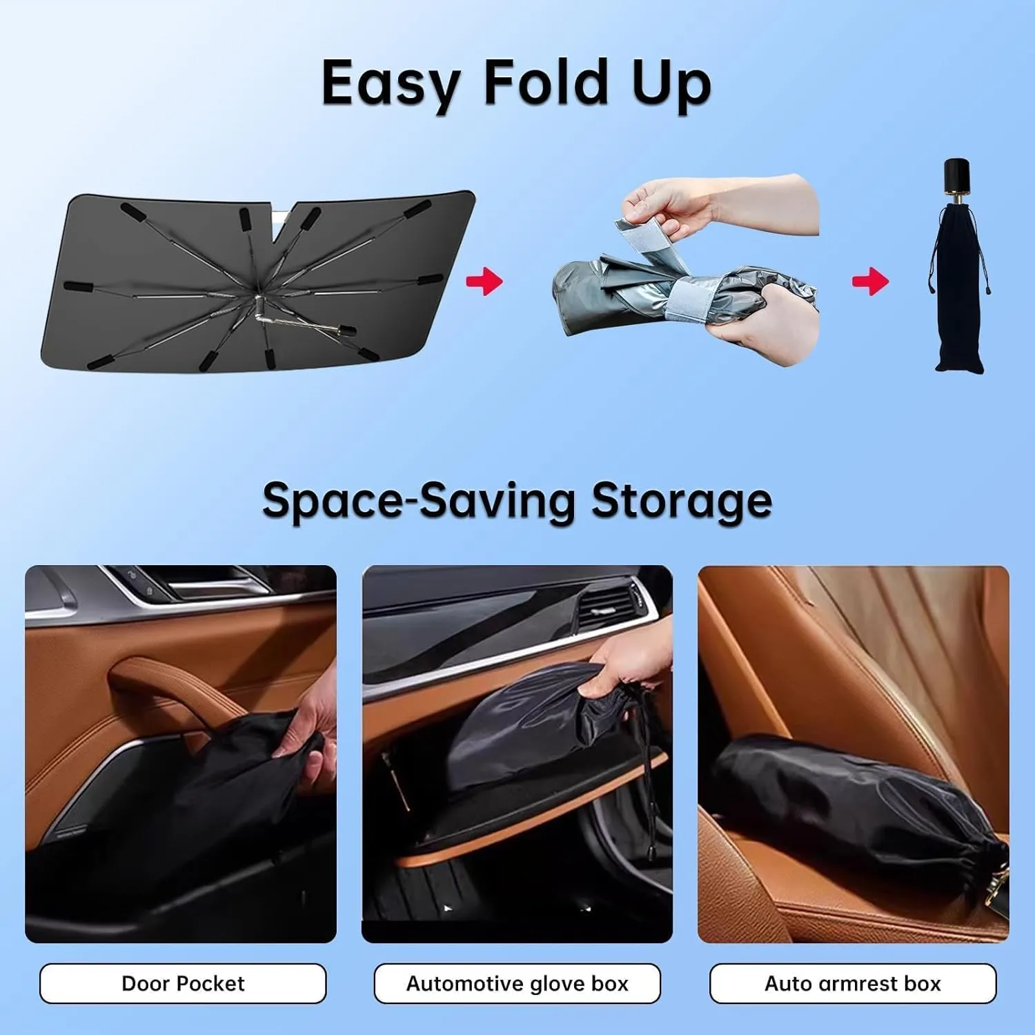 Windshield Sun Shade Umbrella for Jeep Compass 2017-2025, Foldable Car Sunshade for Front Window, Highly Reflective Auto Sun Shield Visor for UV Protection, Keep Car Cool Accessories