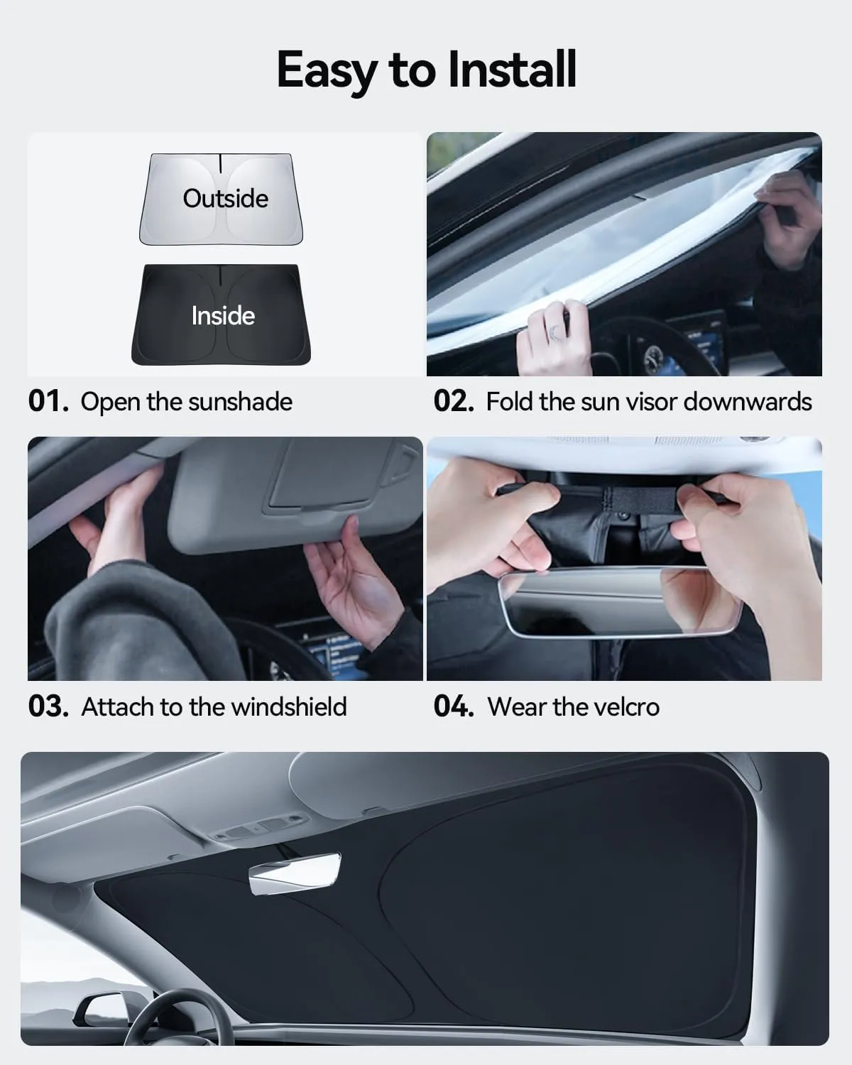 Windshield Sunshade for 2022 2023 2024 Jeep Compass Accessories Foldable Sun Shield Block UV Rays with Dual-Silver Coating& Nano Ice Crystal Cooling Keeps Car Interior Cool& Protected