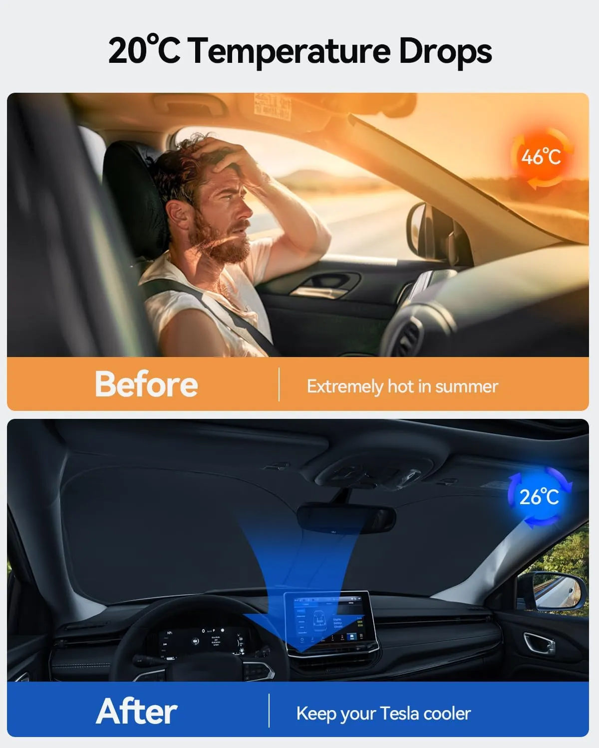 Windshield Sunshade for 2022 2023 2024 Jeep Compass Accessories Foldable Sun Shield Block UV Rays with Dual-Silver Coating& Nano Ice Crystal Cooling Keeps Car Interior Cool& Protected