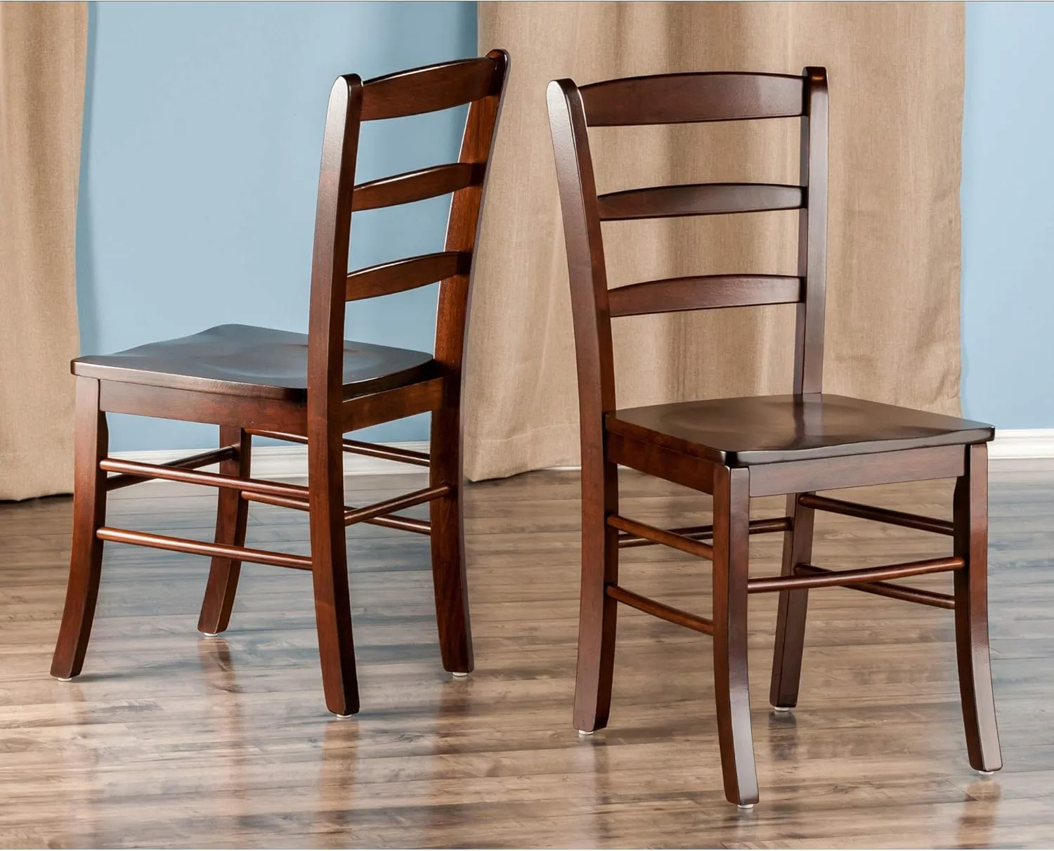 Winsome Wood Ladder Back Chair, Antique Walnut, 2 Pieces94232