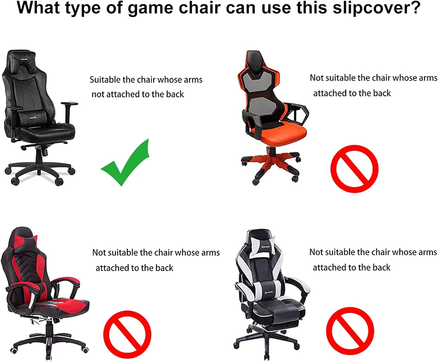WOMACO Gaming Chair Slipcover Stretch Seat Chair Cover for Leather Computer Reclining Racing Ruffled Gamer Chair Protector (Black, One-Size)