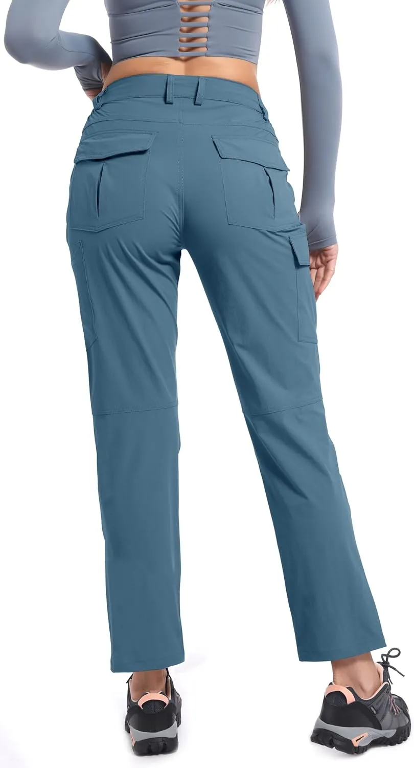 Women's Cargo Lightweight Hiking Pants Casual High Waisted Athletic Outdoor Travel Trousers with Pockets