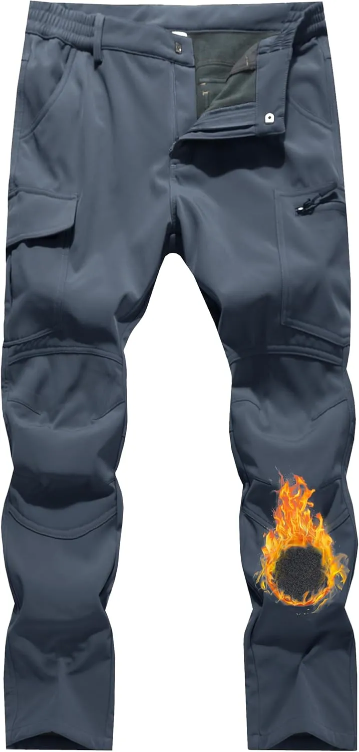 Women's Snow Ski Pants Fleece Lined Waterproof Softshell Insulated Winter Outdoor Hiking Cargo Pants