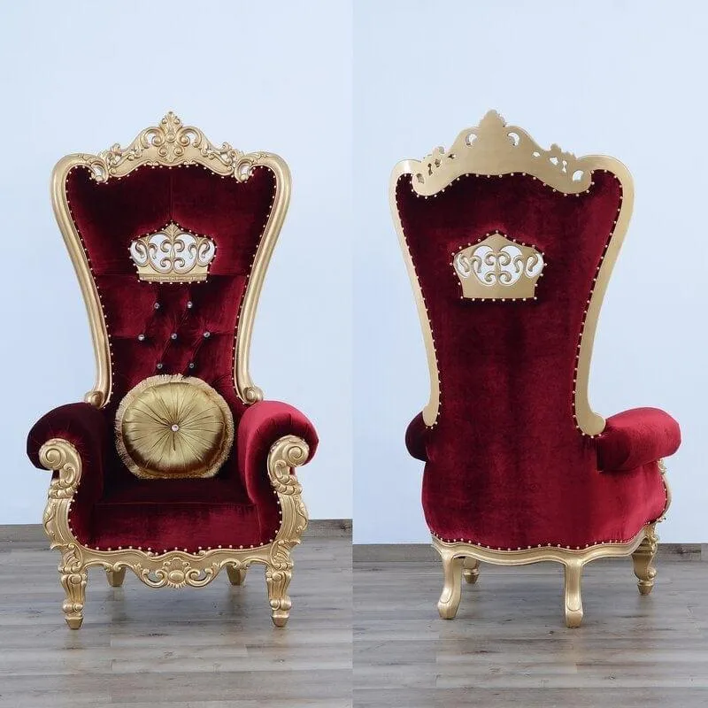 Wooden Luxurious  Maharaja High Back throne Gold Leaf Chair