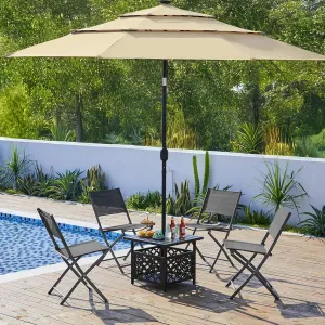 Yaheetech Patio Portable Dining Chairs Set of 4 with Metal Frame, Outdoor Metal Folding Chairs with Backrests for Camping, Lawn, Yard, Beach, Dark Gray