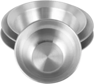 Yajuyi 4 Pieces Stainless Steel Bowl and Plate Set Dinnerware Portable Camping Utensils for Hiking Barbecue Beach Party Indoor