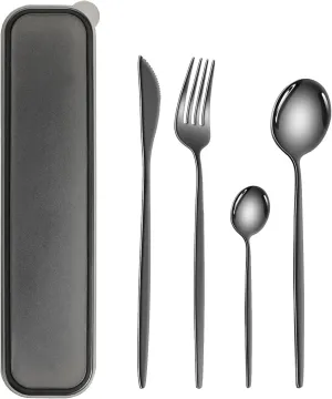 YBOBK HOME Portable Travel Utensils Set With Case Stainless Steel Flatware Sets Silverware Set Service for Kitchen Utensil Forks Spoons Knives Cutlery Set Tableware
