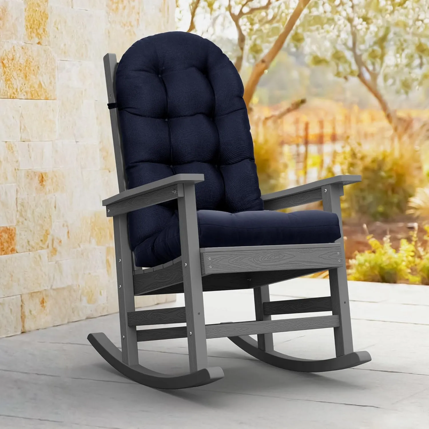 YEFU Adirondack Chair Cushion, Rocking Chair Cushions High Back Set of 2, Thickened Patio Chair Pad for Indoor and Outdoor, 49x20x5 Inch, Navy