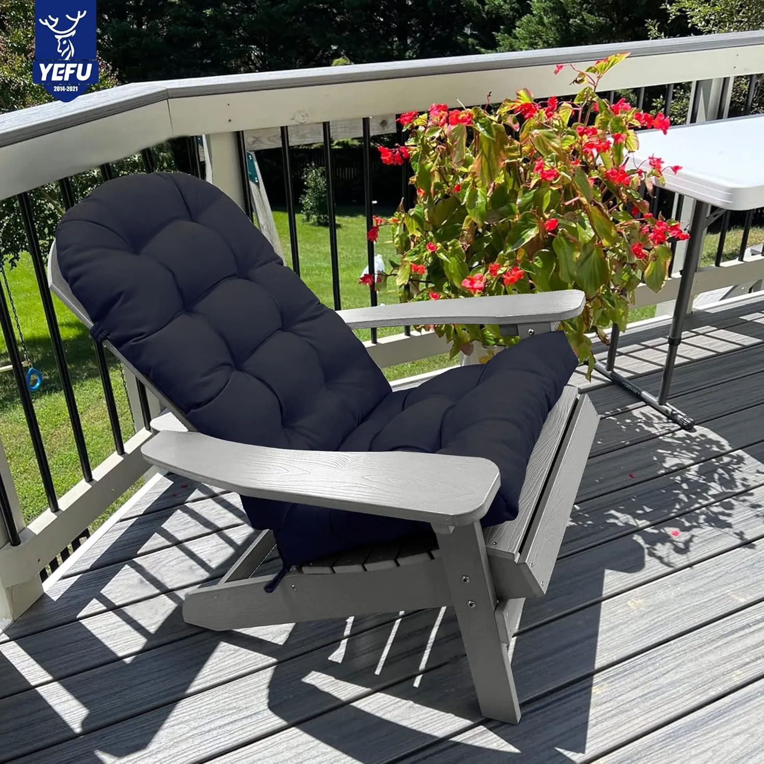 YEFU Adirondack Chair Cushion, Rocking Chair Cushions High Back Set of 2, Thickened Patio Chair Pad for Indoor and Outdoor, 49x20x5 Inch, Navy