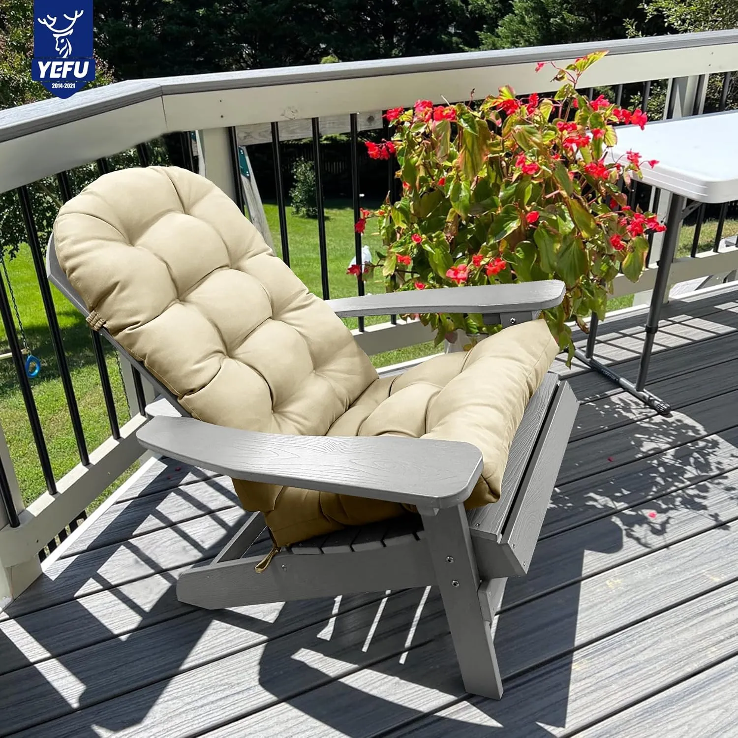 YEFU Adirondack Chair Cushion, Rocking Chair Cushions high Back, Thickened Patio Chair pad for Indoor and Outdoor, 49x20x5 inch, Beige, 2-Pack