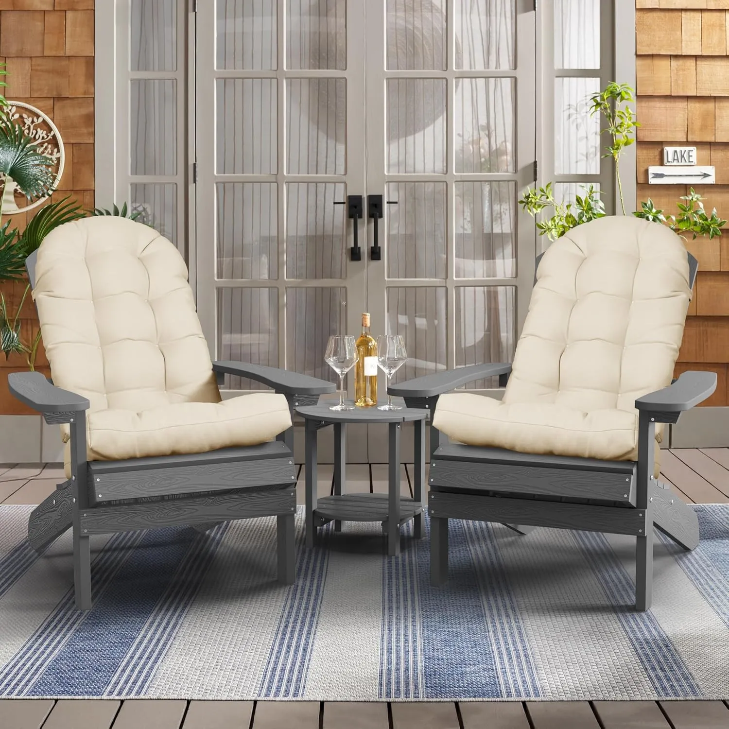 YEFU Adirondack Chair Cushion, Rocking Chair Cushions high Back, Thickened Patio Chair pad for Indoor and Outdoor, 49x20x5 inch, Beige, 2-Pack