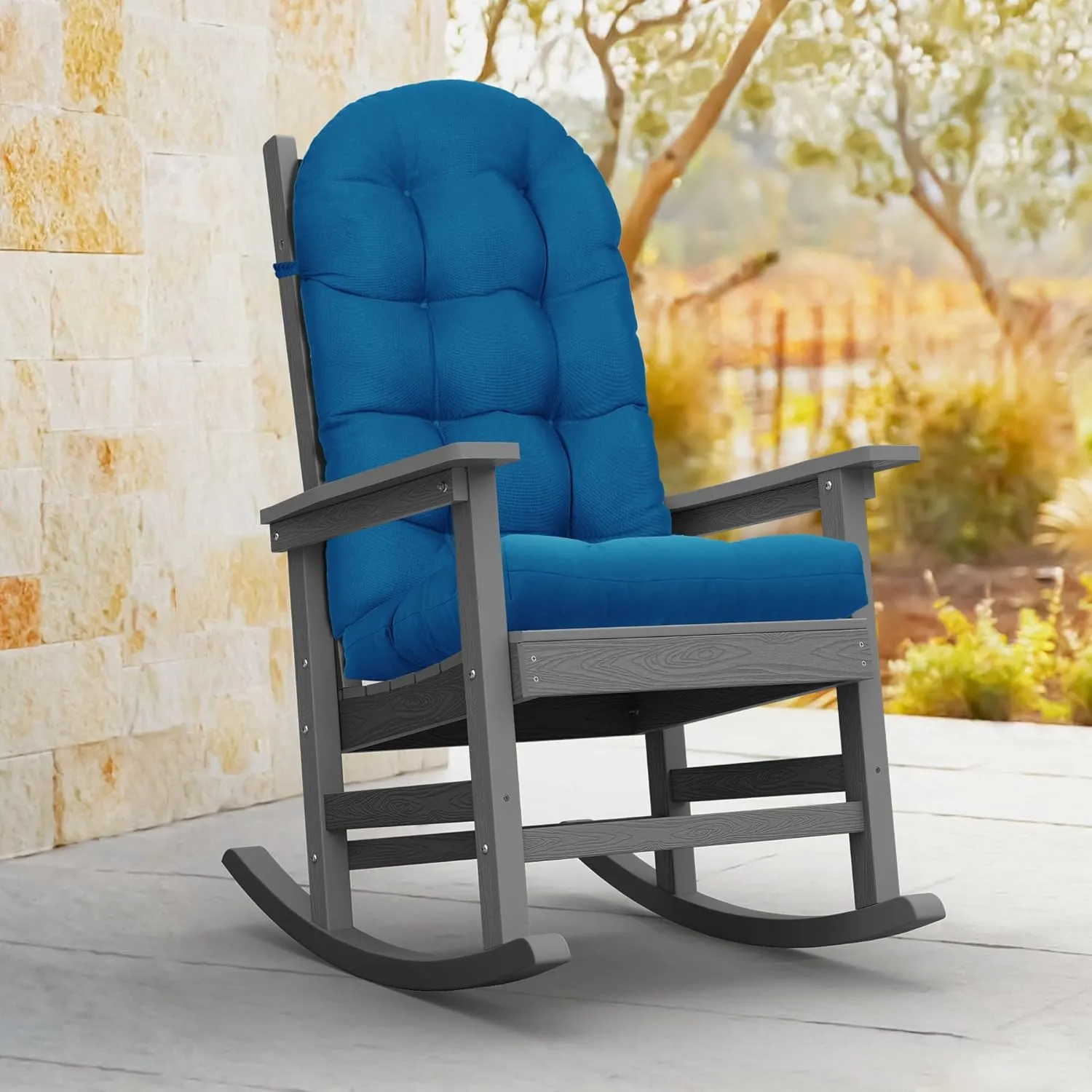 YEFU Adirondack Chair Cushion, Rocking Chair Cushions high Back, Thickened Patio Chair pad for Indoor and Outdoor, 49x20x5 inch, Dark Blue, 2-Pack