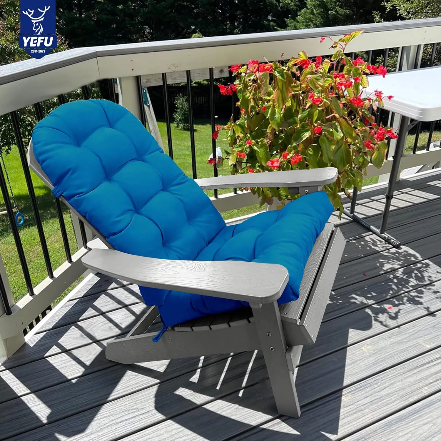 YEFU Adirondack Chair Cushion, Rocking Chair Cushions high Back, Thickened Patio Chair pad for Indoor and Outdoor, 49x20x5 inch, Dark Blue, 2-Pack