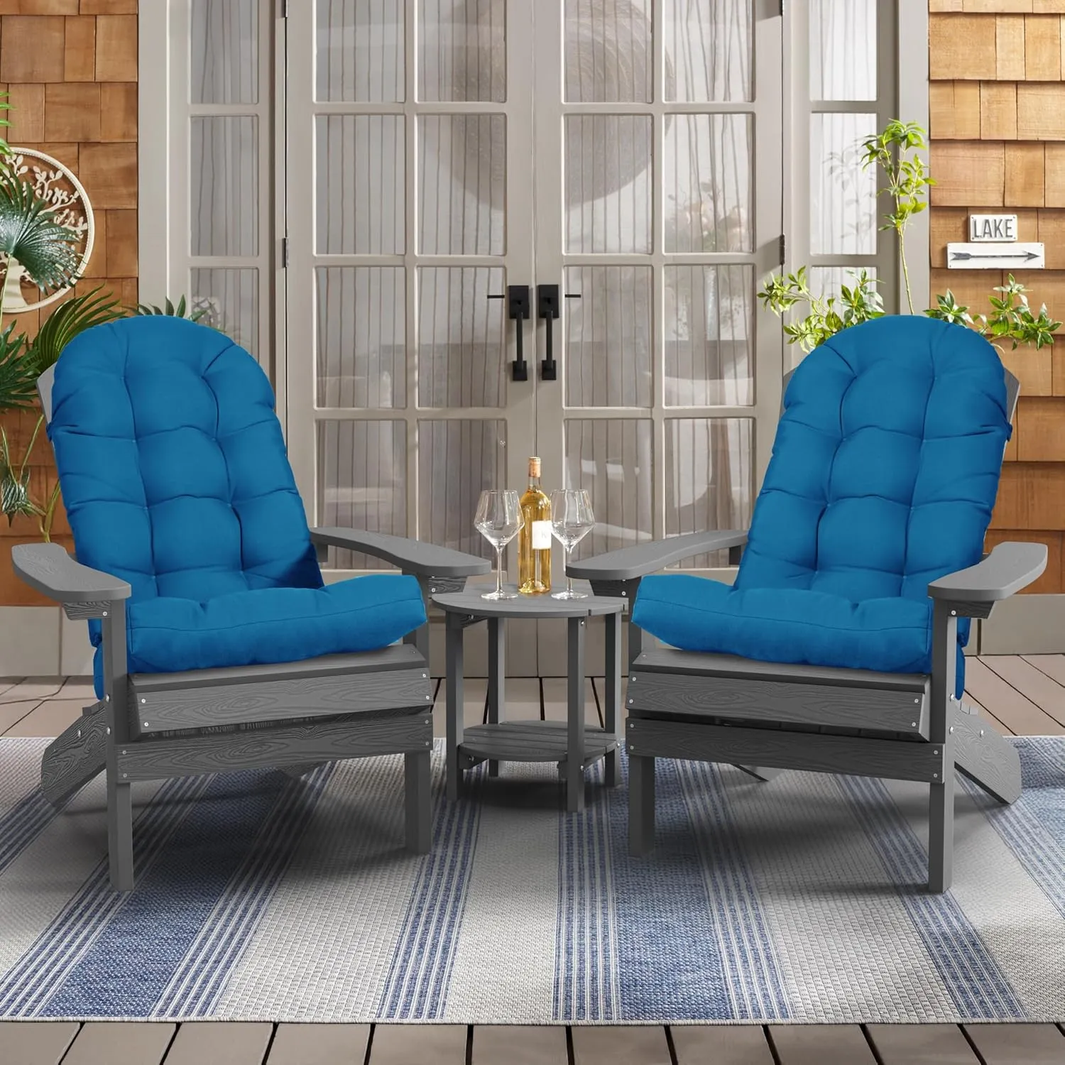 YEFU Adirondack Chair Cushion, Rocking Chair Cushions high Back, Thickened Patio Chair pad for Indoor and Outdoor, 49x20x5 inch, Dark Blue, 2-Pack