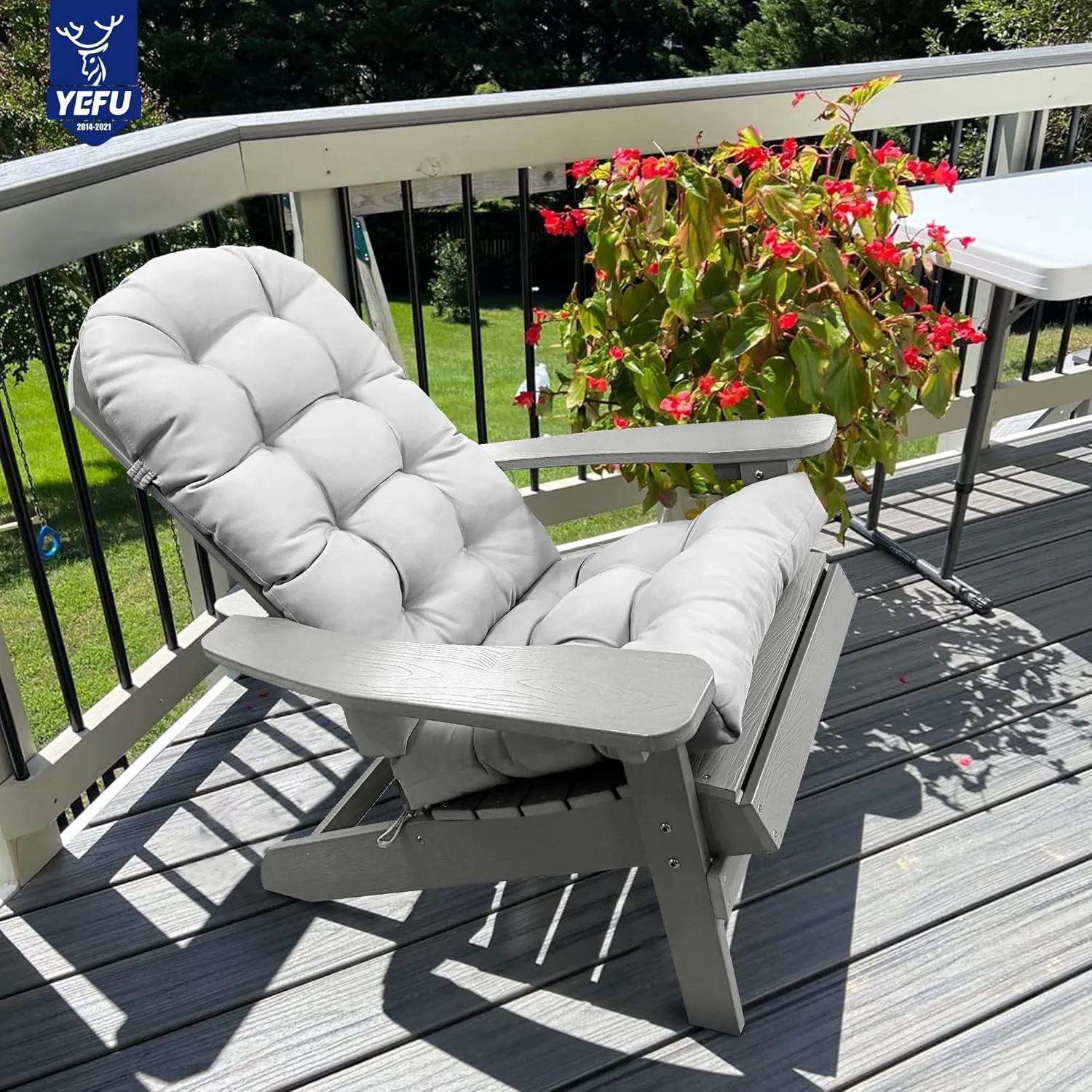 YEFU Adirondack Chair Cushion, Rocking Chair Cushions high Back, Thickened Patio Chair pad for Indoor and Outdoor, 49x20x5 inch, Gray, 2-Pack