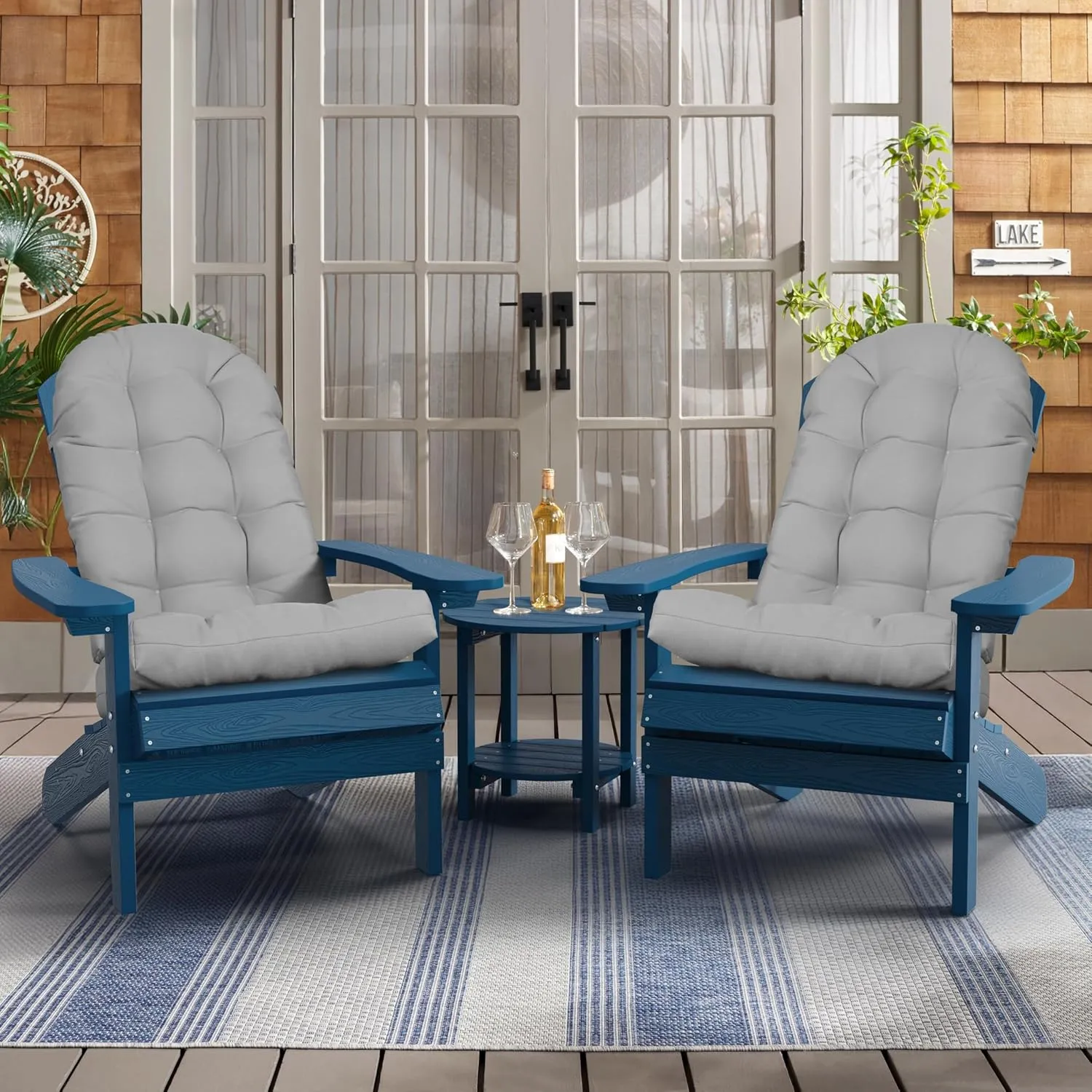 YEFU Adirondack Chair Cushion, Rocking Chair Cushions high Back, Thickened Patio Chair pad for Indoor and Outdoor, 49x20x5 inch, Gray, 2-Pack